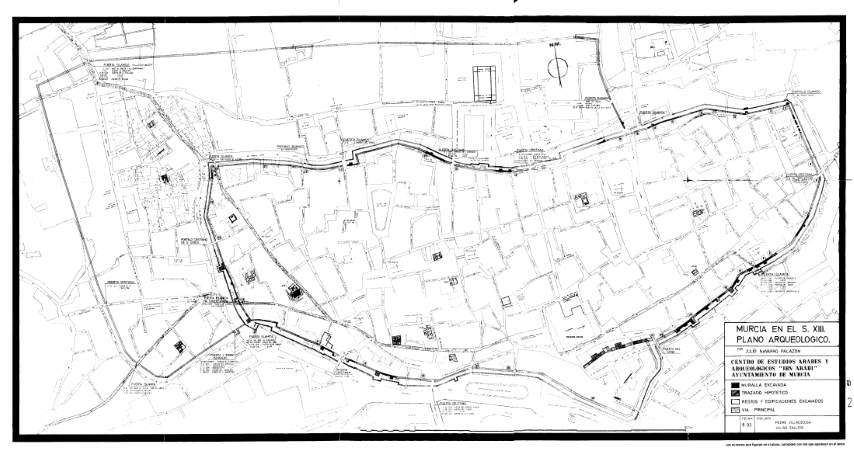 Plano arqueológico de Murcia en el siglo XIII